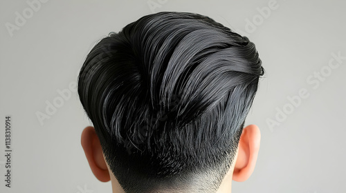 A jet-black male hair wig, displayed on a transparent background for clean presentation.