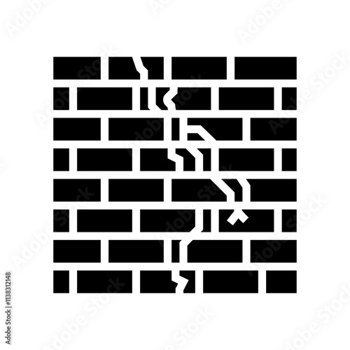 cracked wall fracture glyph icon vector. cracked wall fracture sign. isolated symbol illustration