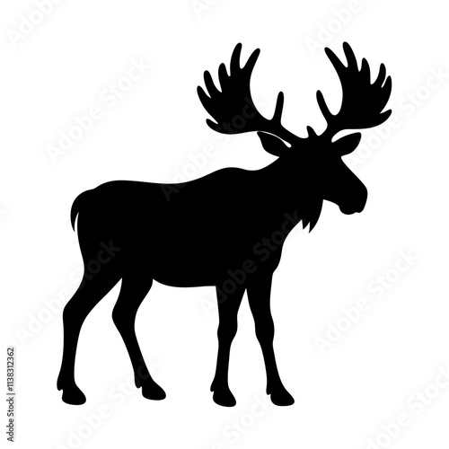 Wallpaper Mural Moose silhouette vector, Animal moose vector illustration, Black & white animal moose vector art design isolated. Torontodigital.ca