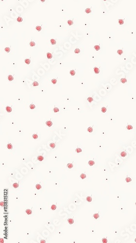 Cute pink and white seamless pattern with small pink rose petals, creating a charming retro atmosphere. Very suitable for baby room decoration and children's fashion accessories