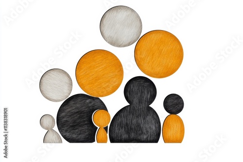 A clean design of overlapping circles symbolizing family connection, drawn in warm hues and a smooth, modern style photo