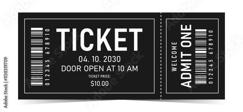 Ticket Design. Black and White Ticket Template