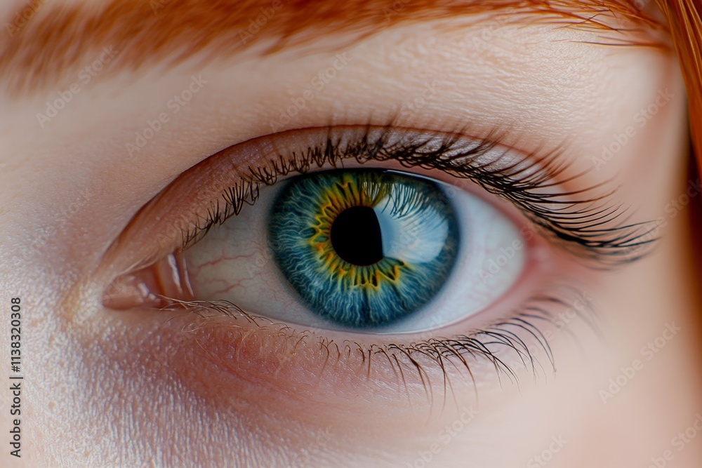 A close-up of natural eyelashes with a gentle curl, framing a vibrant, detailed iris A close-up of natural eyelashes with a gentle curl, framing a vibrant, detailed iris