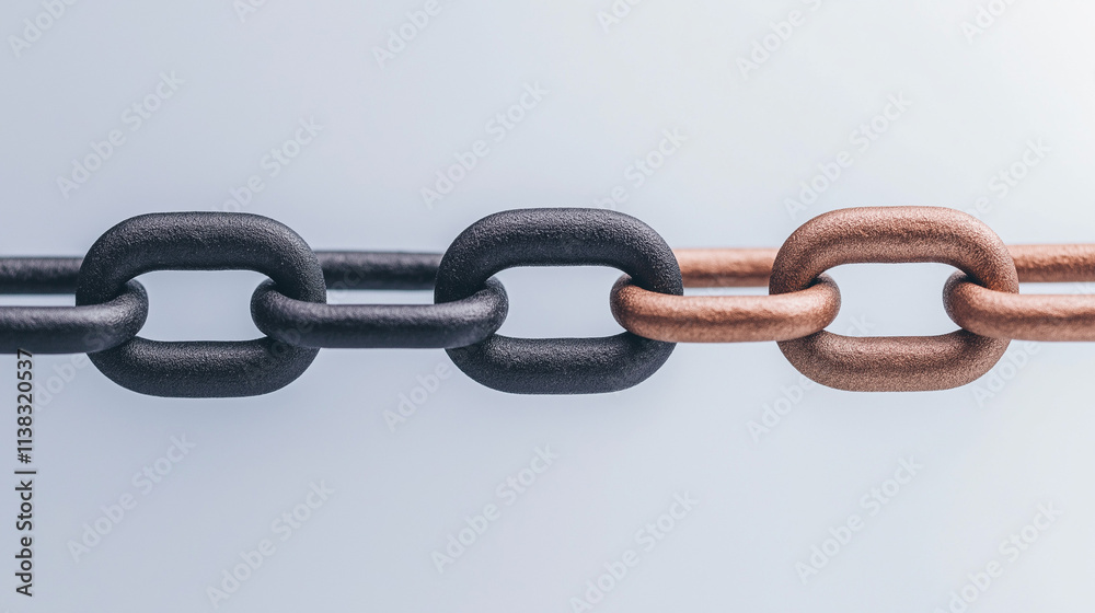 Obraz premium Interconnectedness: Black and Copper Chain Links 
