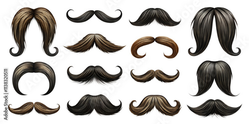 mustache set isolated on white background 
Png