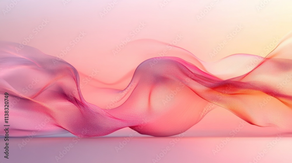 Soft Pink Abstract Composition of Gentle Waves on a Smooth Surface with a Dreamy and Serene Aesthetic