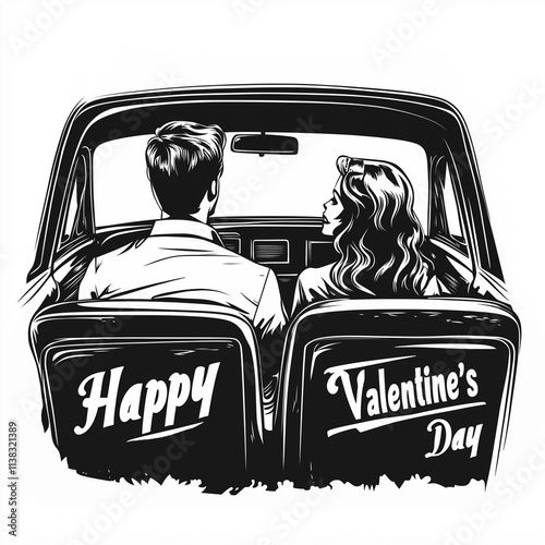 Lovers in the drive-in movie theater