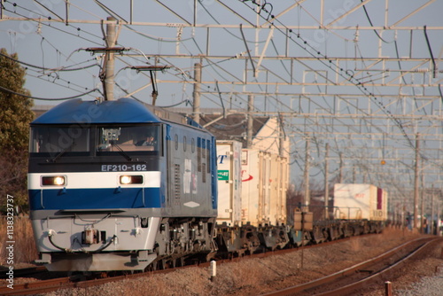 夕暮れの東海道貨物線を走行するEF210-162牽引の貨物列車_2010/2/8撮影