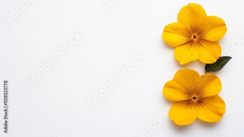 Golden Yellow Flowers on White Background 
