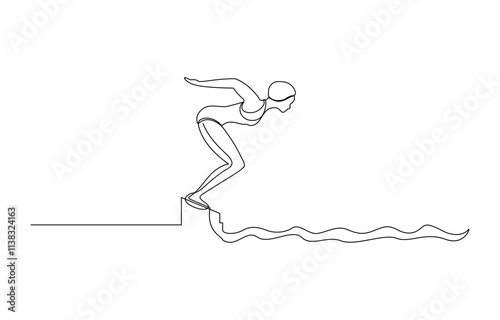 WebSingle continuous line drawing of butterfly professional swimmer woman focus training in gym swimming pool center, Young woman Swimming Sport.