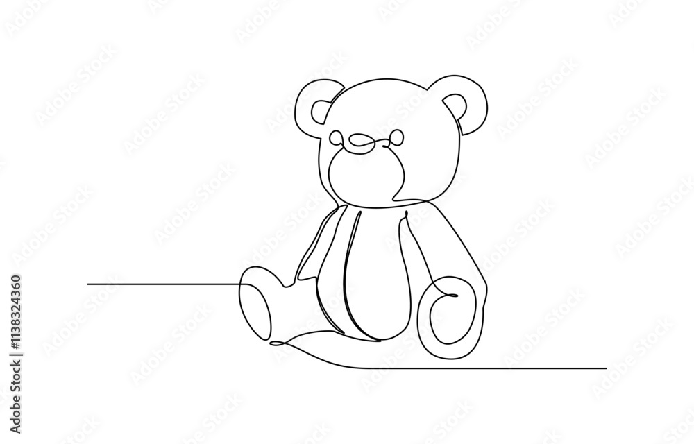 Continuous Line Drawing of Teddy Bear Icon, One continuous line drawing of Teddy bear. Soft toy symbol of friendships childrens in simple linear style, Cute teddy bear one-line art drawing. Continuous Line Drawing of Teddy Bear Icon, One continuous line drawing of Teddy bear. Soft toy symbol of friendships childrens in simple linear style, Cute teddy bear one-line art drawing.