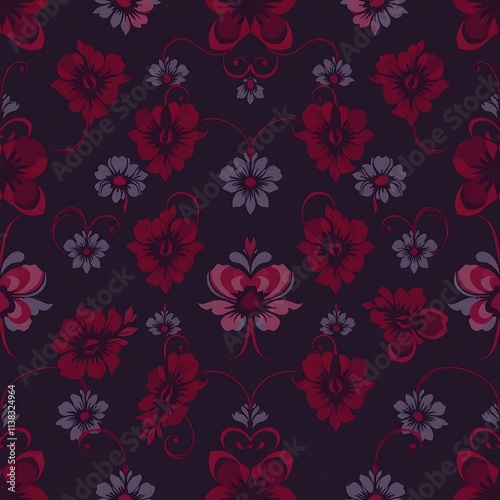 Crimson Bloom Seamless Pattern 