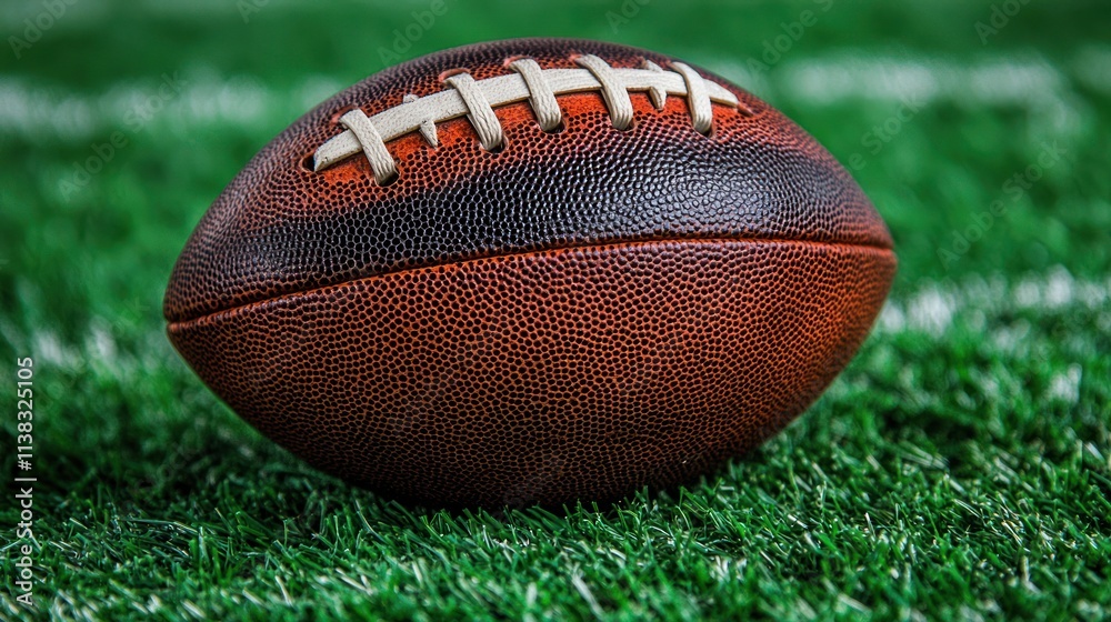 Obraz premium American football on green field.
