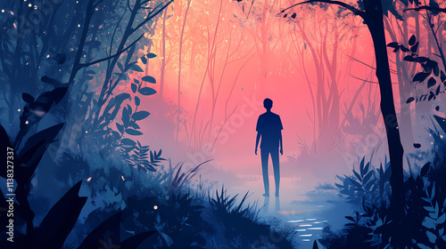 The gentle hush of the forest provides a soothing counterpoint to the rush of modern life, a haven of tranquility amidst the turmoil. Haven. Illustration