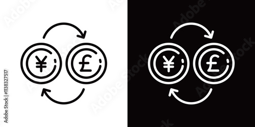 日本円のシンプルなラインアイコン