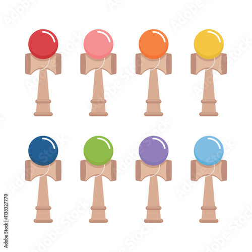 Kendama vector illustration on white background. Kendama is a traditional Japanese toy.