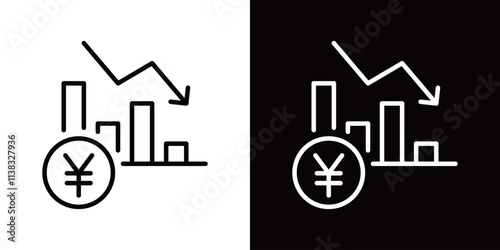 日本円のシンプルなラインアイコン
