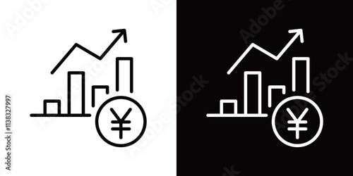 日本円のシンプルなラインアイコン