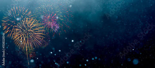 Fireworks with Abstract bokeh background