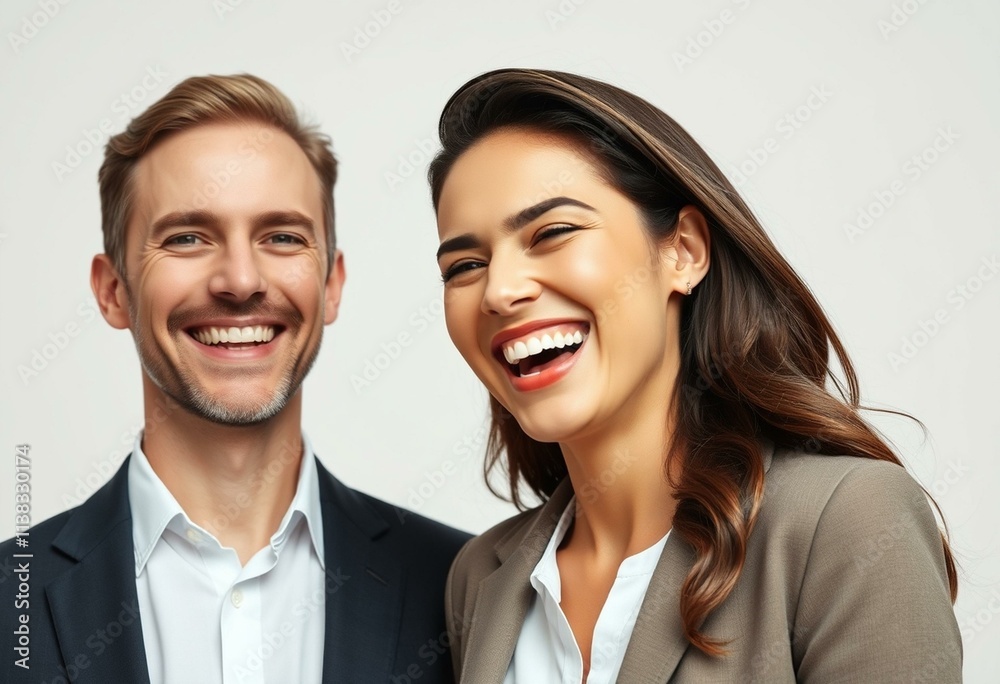 A portrait of two people expressing joy and happiness A portrait of two people expressing joy and happiness