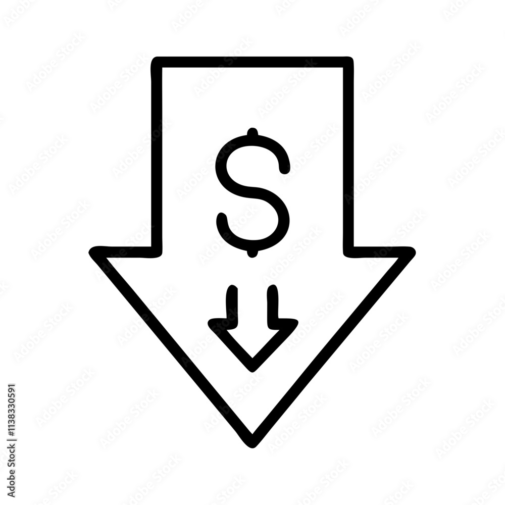 price drop arrow icon, boxing day line art, boxing icon - simple black line art icon of price drop arrow, for boxing day celebrations. boxing vector art. price drop arrow icon, boxing day line art, boxing icon - simple black line art icon of price drop arrow, for boxing day celebrations. boxing vector art.
