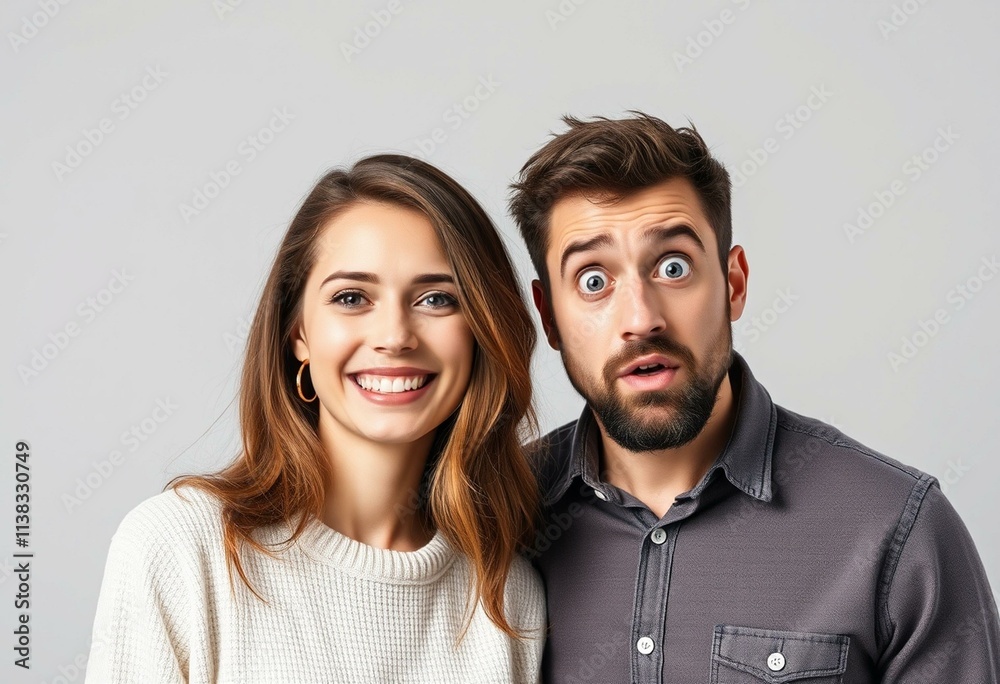Portrait of two people with distinct emotions Portrait of two people with distinct emotions