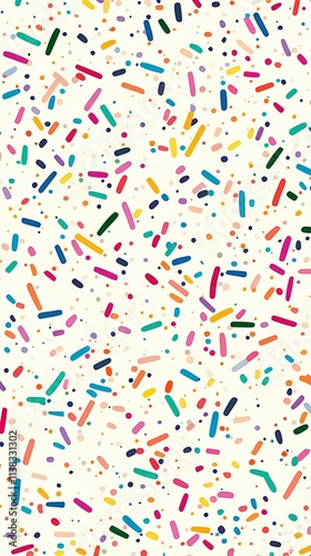 Vibrant and Colorful Confetti Pattern on a Light Background, Perfect for Fun Celebrations, Party Decorations, or Playful Designs for Various Creative Projects