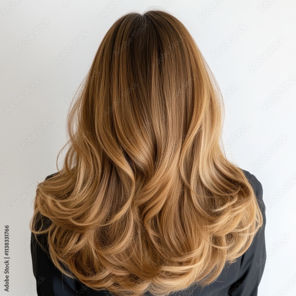 A woman with long brown hair is sitting in a salon. The salon has a modern and clean look, with a few potted plants scattered around A woman with long brown hair is sitting in a salon. The salon has a modern and clean look, with a few potted plants scattered around
