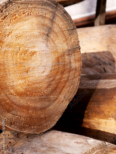 close-up cross section of tree trunk