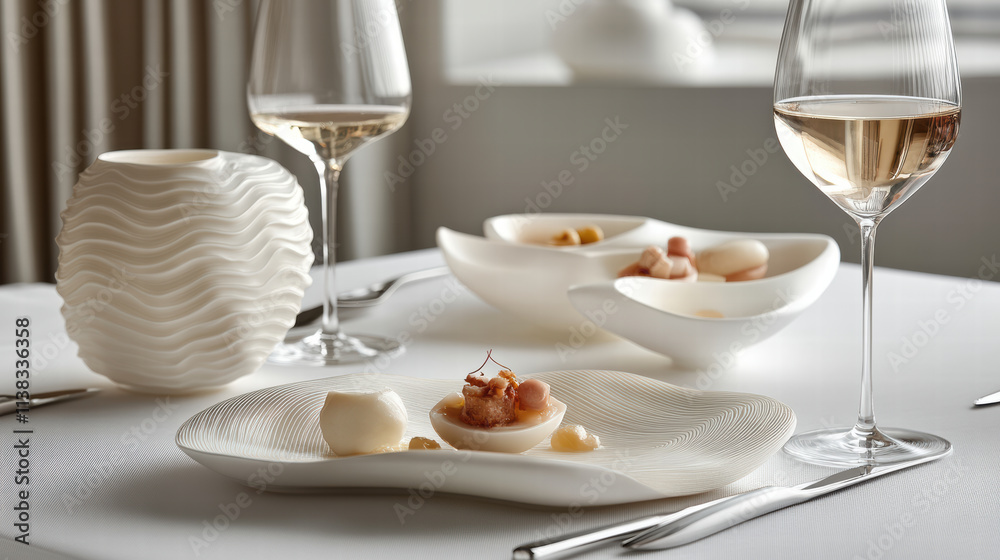 luxurious dining table set with gourmet dishes and fine wine luxurious dining table set with gourmet dishes and fine wine