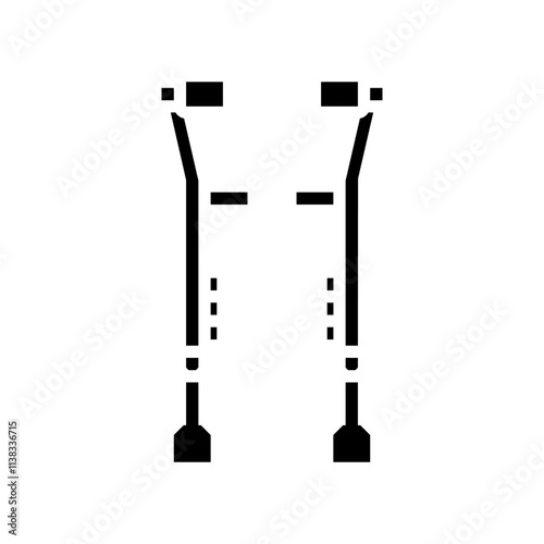 walking crutches fracture injury glyph icon vector. walking crutches fracture injury sign. isolated symbol illustration