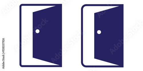 Sign and exit door icon, vector illustration