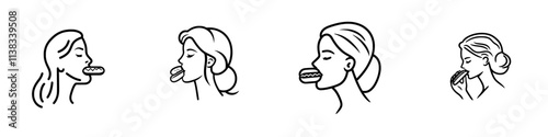 A sketch of a punk woman in a leather jacket and choker, eating a hot dog, created as a generative AI fictional character illustration. The image is a black and white engraving imitation, resembling
