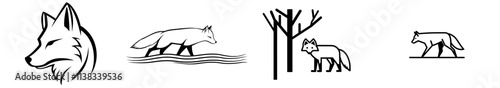 A standing fox, depicted with natural grace and cunning in a classic engraving style sketch, created with generative AI in a PNG illustration. Scratch board imitation. Black and white image.