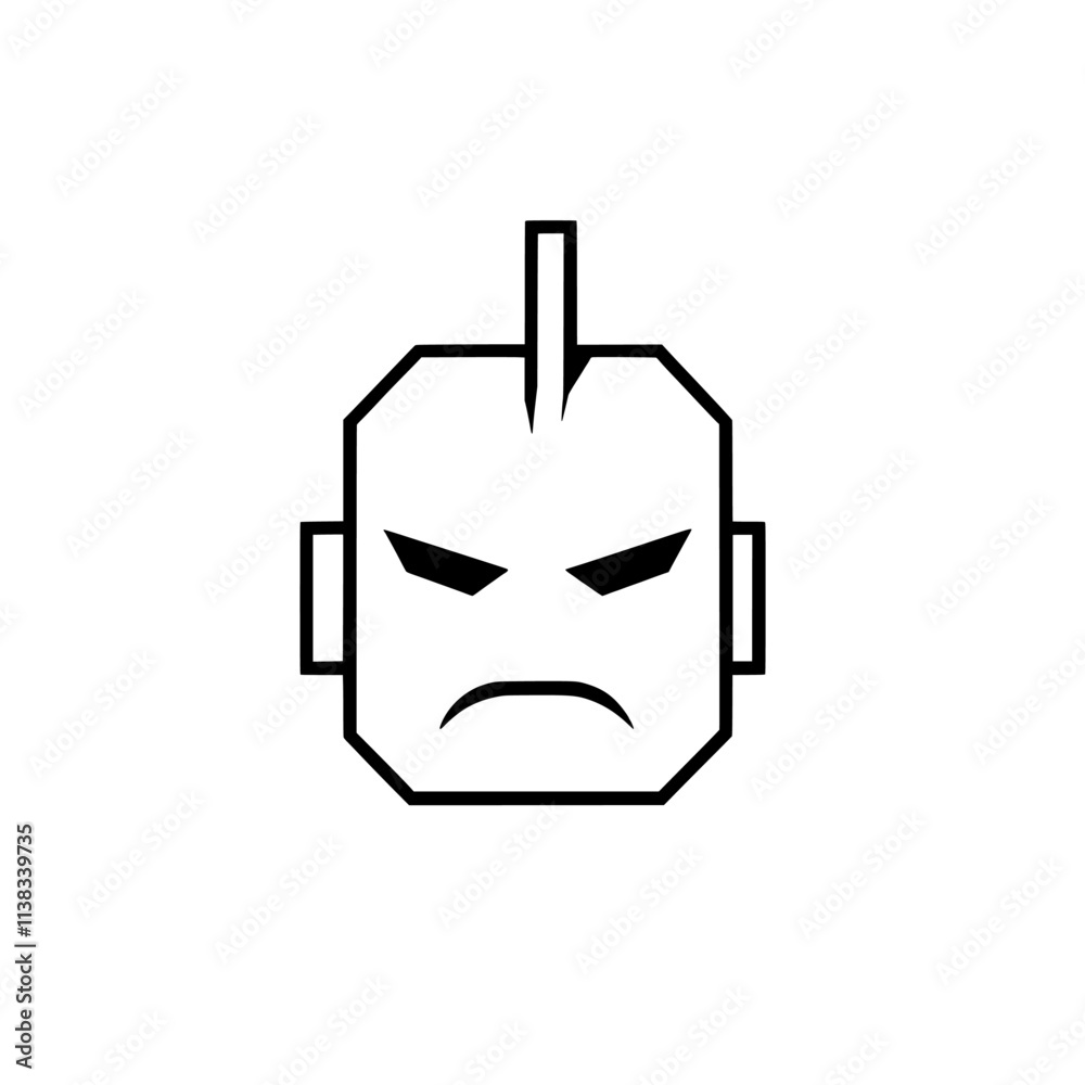 Obraz premium A black and white sketch of a vintage, angry robot with gears and bolts, designed in a retro-futuristic style with intricate mechanical details, created using generative AI as a PNG illustration,