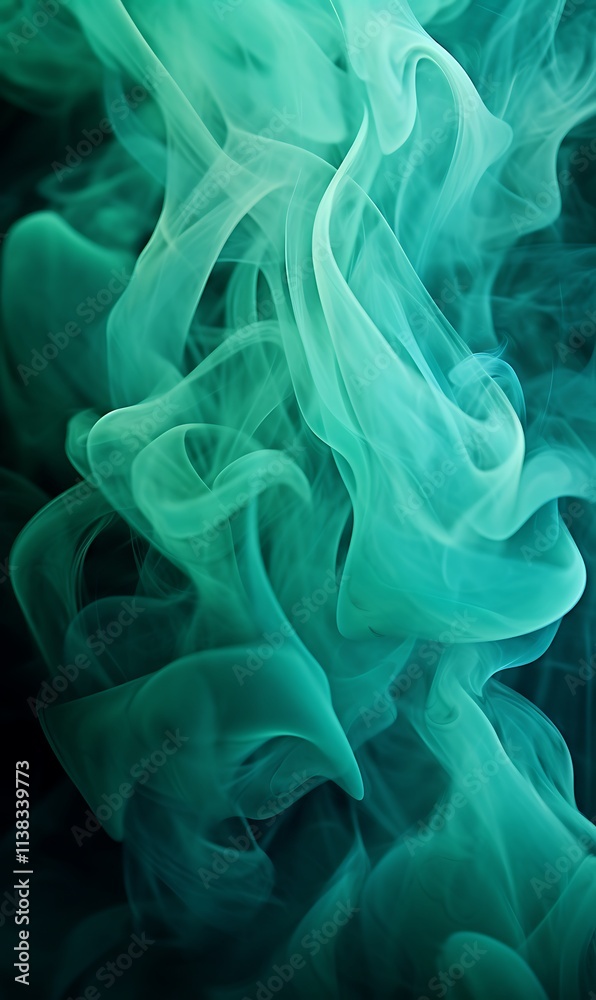 Fototapeta premium Aquamarine smoke on a dark background