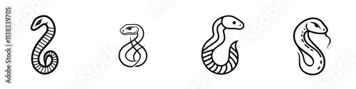 A cobra snake in a threatening strike position, depicted with intricate engraving details in a sketch style, generated by AI as a PNG illustration. Scratch board imitation. Black and white image.
