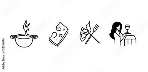 A retro-modern illustration showcasing a cheese assortment with Camembert, smoked Gouda, Halloumi, and Feta.
