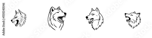 A growling wolf with bared teeth, depicted in a tattoo design representing strength and wild nature. This sketch engraving, created with generative AI, mimics scratch board art in black and white.