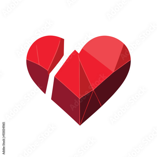 Red broken heart. Flat icon for apps and websites. Vector illustration.