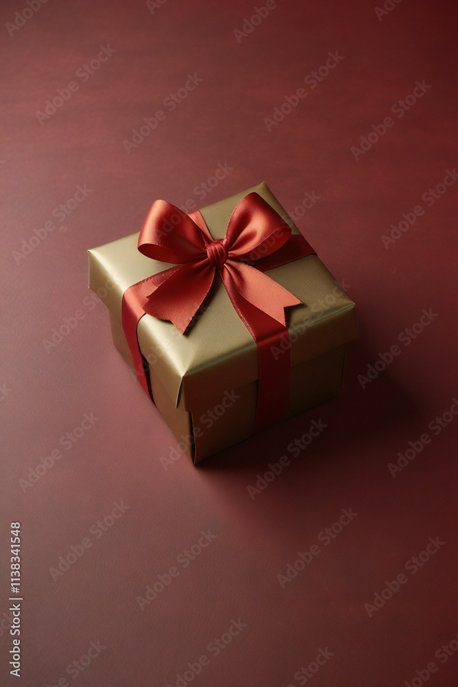 red gift box with golden ribbon