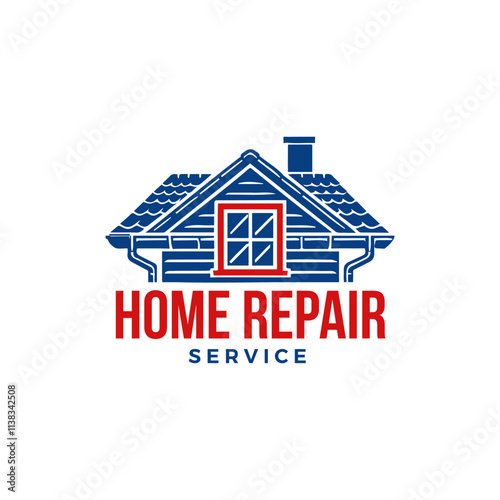 house with window, roof, and chimney vector logo