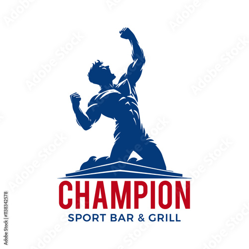 silhouette of a man in winning pose vector logo 