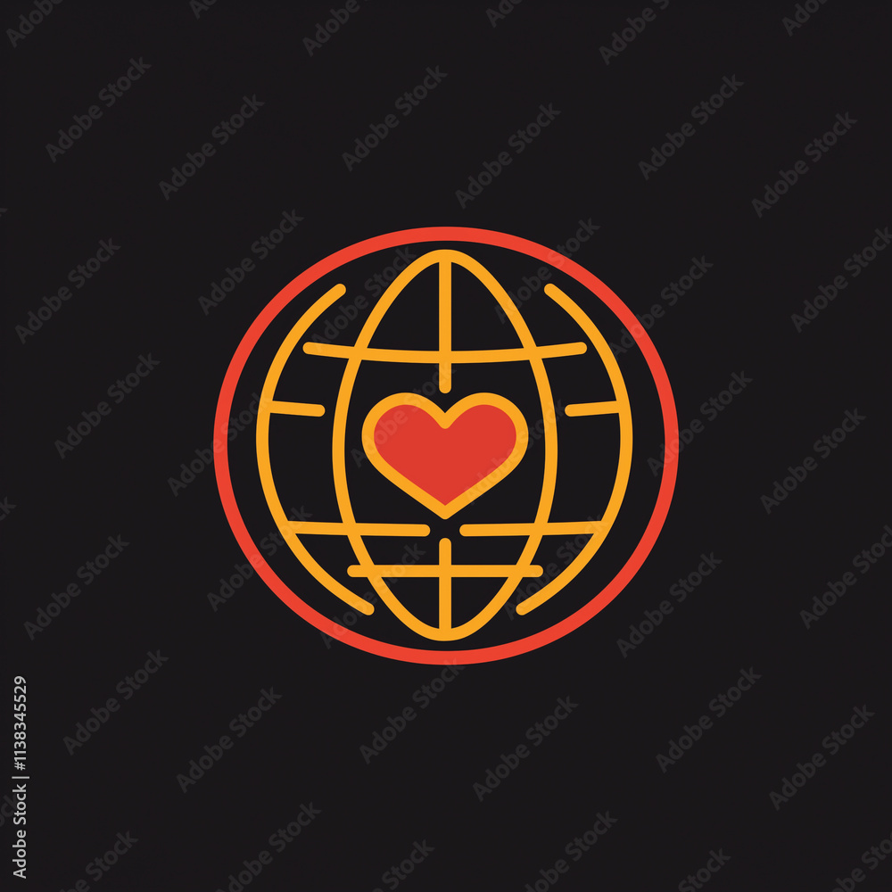 The logo is a globe of the Earth with meridians with a heart in the center of the logo. The logo is a globe of the Earth with meridians with a heart in the center of the logo.