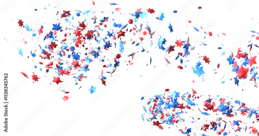 Confetti - Red white blue shiny confetti Confetti on white background, isolate, tricolor concept, independence and freedom day USA Confetti - Red white blue shiny confetti Confetti on white background, isolate, tricolor concept, independence and freedom day USA