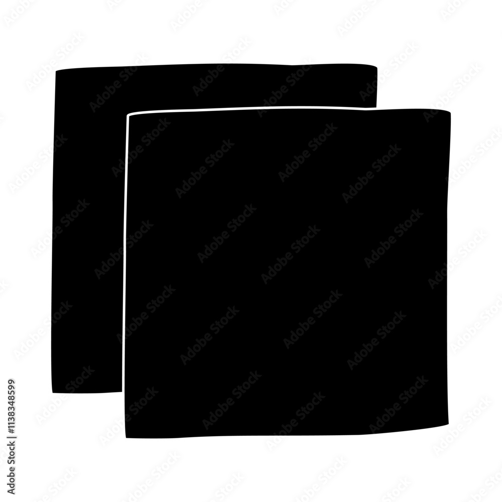 Fototapeta premium Black silhouette of cleaning cloth for dishwashing or dusting, glyph icon flat vector