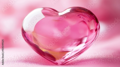 Selective focus shot of a wide pink heart set against a pink background in a romantic setting, with copy space