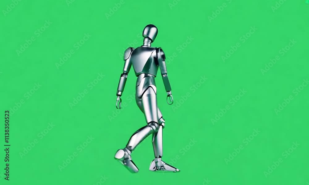 Modern Humanoid robot stand on green screen. Generative AI Modern Humanoid robot stand on green screen. Generative AI