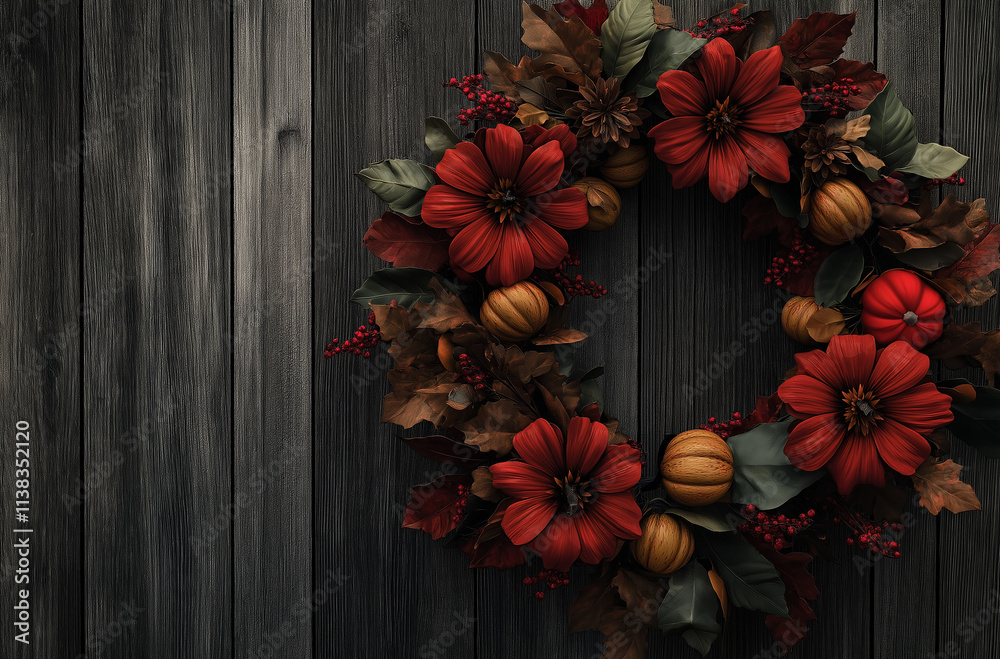 Fototapeta premium 木, クリスマス, デコレーション, 葉,リース