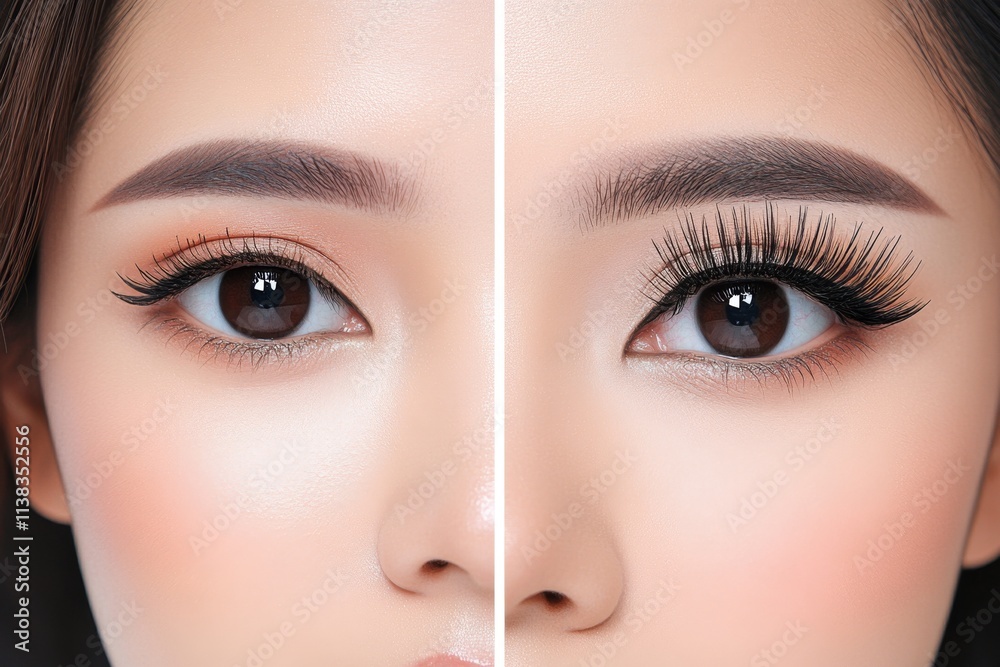 Fototapeta premium A detailed makeup look featuring bold eyeliner paired with perfectly curled eyelashes for a sharp and dramatic effect